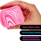 Schylling Candy Swirl Nice Cube - Sensory Squeeze Toy with Super Solid Squish - 2.25" Cube - Pink and White