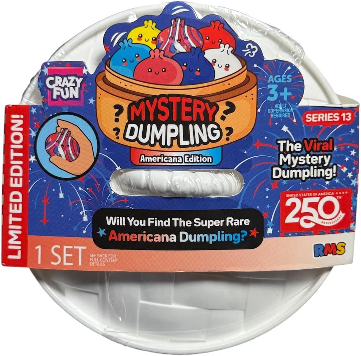 Crazy Fun Mystery USA Americana Squishy Dumpling Squeeze Toy, 1 Random Color