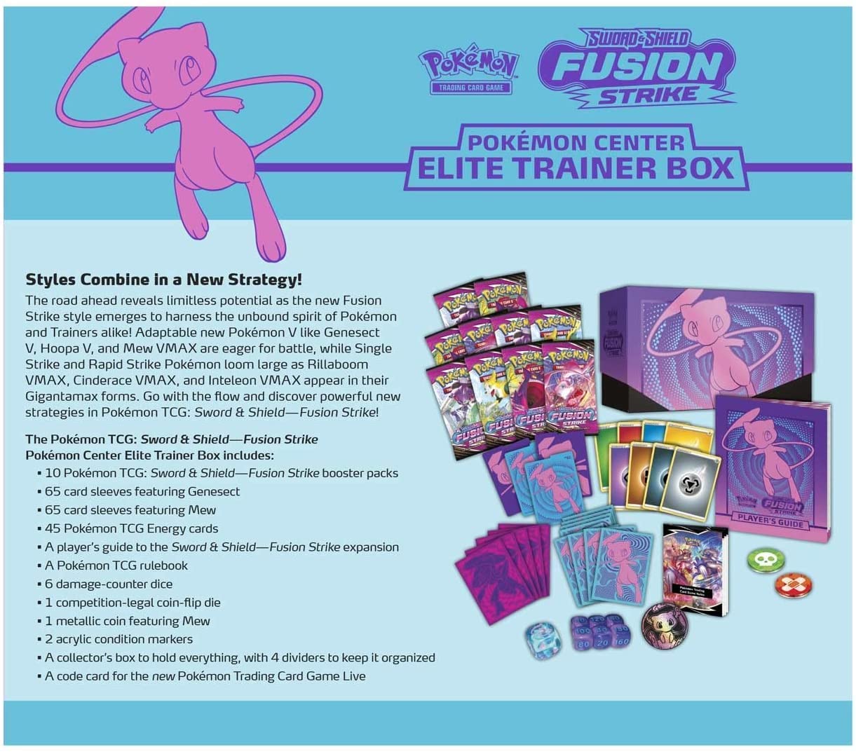 Pokemon TCG: Sword & Shield Fusion Strike Elite Trainer Box: 8 Booster Packs +More!