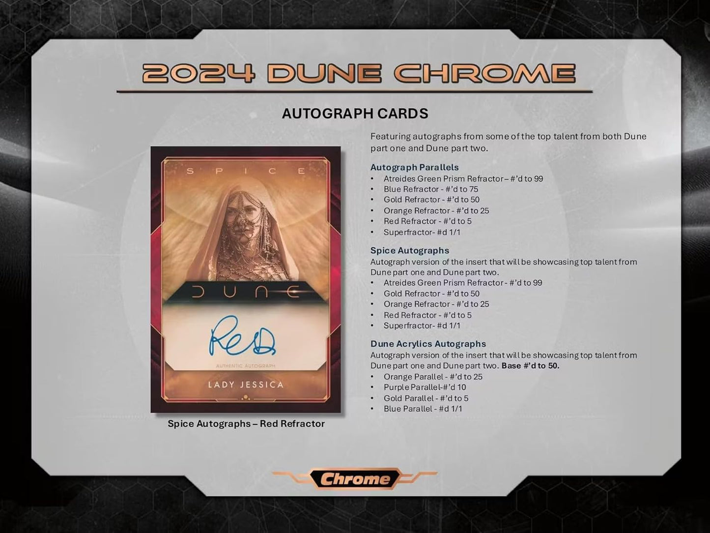 Topps 2024 Dune Chrome 7-Pack Blaster Box - Trading Card Box (1 Sand Worm Ray Wave Parallel Per Box)