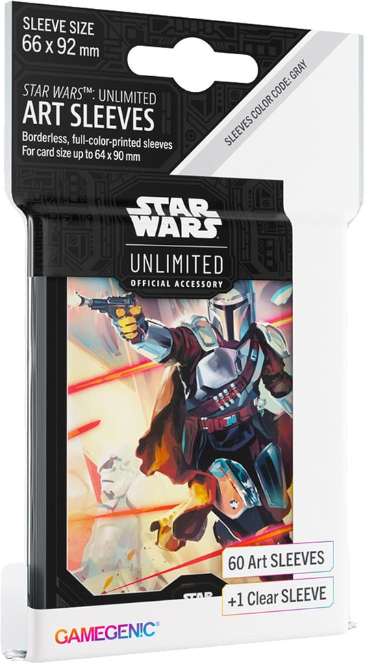 Star Wars Unlimited Mandalorian ART SLEEVES - Officially Licensed Pack of 60 Art Sleeves and 1 Clear Sleeve, Optimized Size for Star Wars Unlimited and Other TCG and LCG Games, Made by Gamegenic