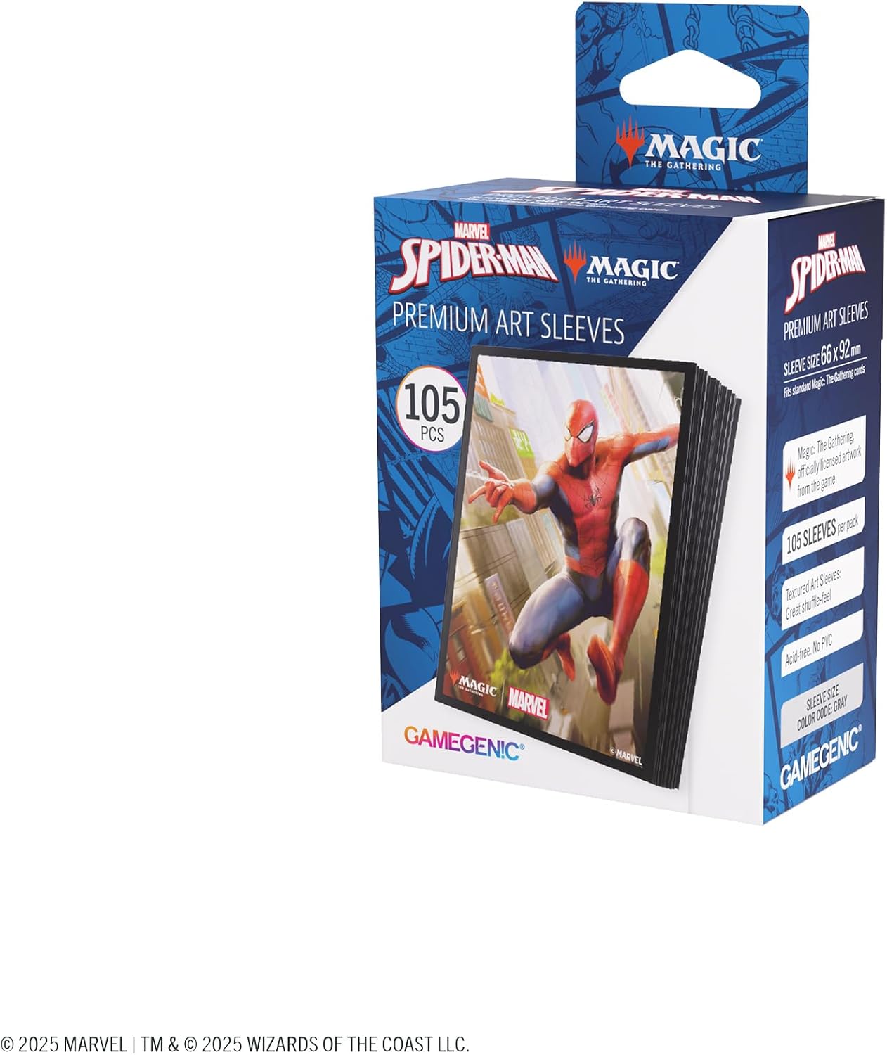 Gamegenic Magic: The Gathering Marvel's Spider-Man Premium Art Sleeves - Spider-Man - 105 Matte Textured Card Sleeves with Full-Color Artwork, Tournament-Ready & Plastic-Free Packaging