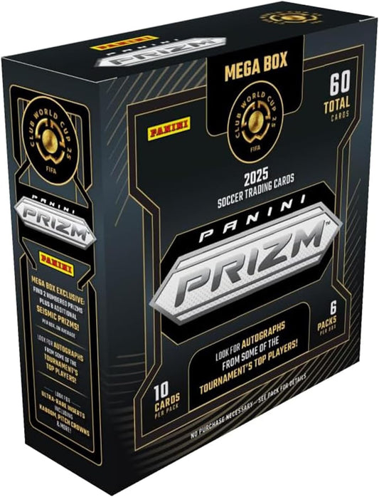 Panini 2025 Prizm Club World Cup Soccer Mega Box – FIFA Trading Cards – Includes Mega Box Exclusive Prizms, Rookies & Inserts – Official Panini Retail Set