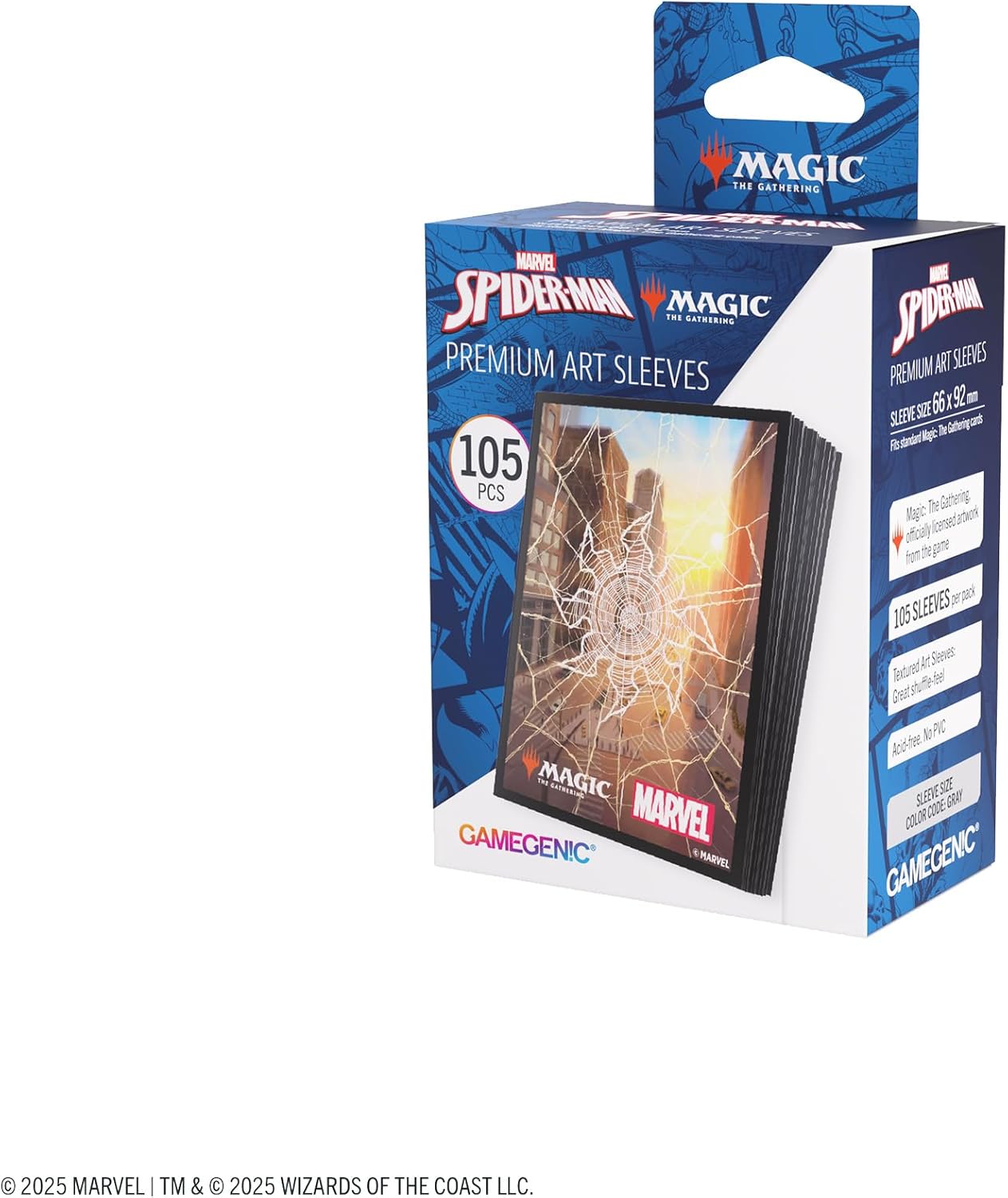 Gamegenic Magic: The Gathering Marvel's Spider-Man Premium Art Sleeves - Spider-Man Plains - 105 Matte Textured Card Sleeves with Full-Color Artwork, Tournament-Ready & Plastic-Free Packaging