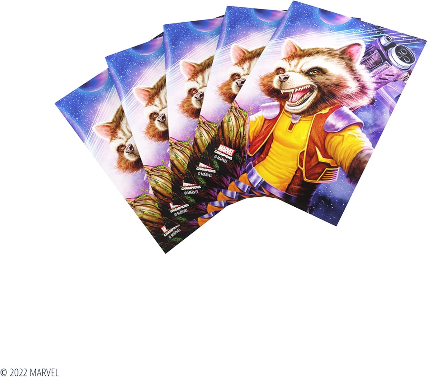 Gamegenic Marvel Champions The Card Game Official Rocket Racoon Fine Art Sleeves Pack of 50 Art Sleeves and 1 Clear Sleeve Card Game Holder for TCG and LCG Games Made by Fantasy Flight Games