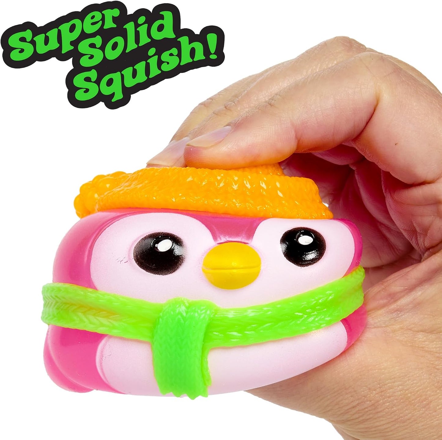 Schylling Needoh Squishmas Polar Glow Penguin - Sensory Squeeze Toy with Super Solid Squish