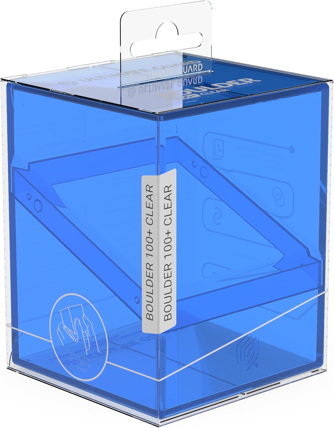Ultimate Guard Boulder 100+ Clear, Deck Case for 100 Double-Sleeved TCG Cards, Sapphire, Secure & Durable Storage for Trading Card Games, Transparent