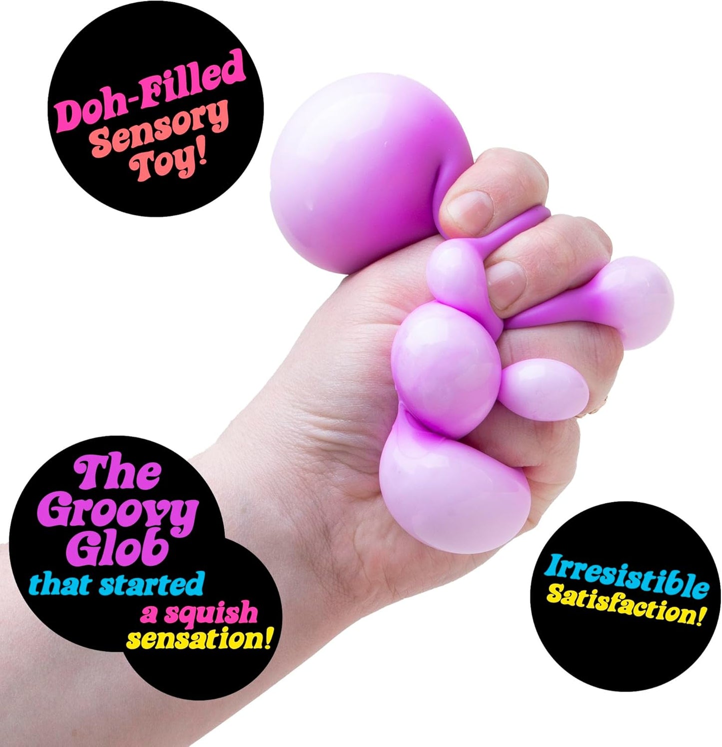 Schylling NeeDoh Original Groovy Glob - Sensory Fidget Toy - Purple - Ages 3 to Adult , 1 Count ( Pack of 1)