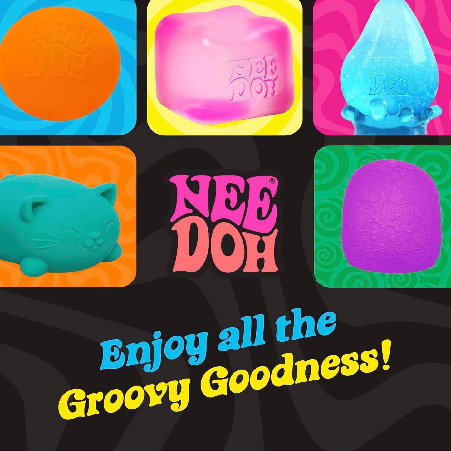 Schylling NeeDoh Fuzz Ball Wonder Waves - Squeeze Toy with a Velvet Texture and Soft Cloud Squish - 2.25" Ball - Color May Vary (Pack of 1)