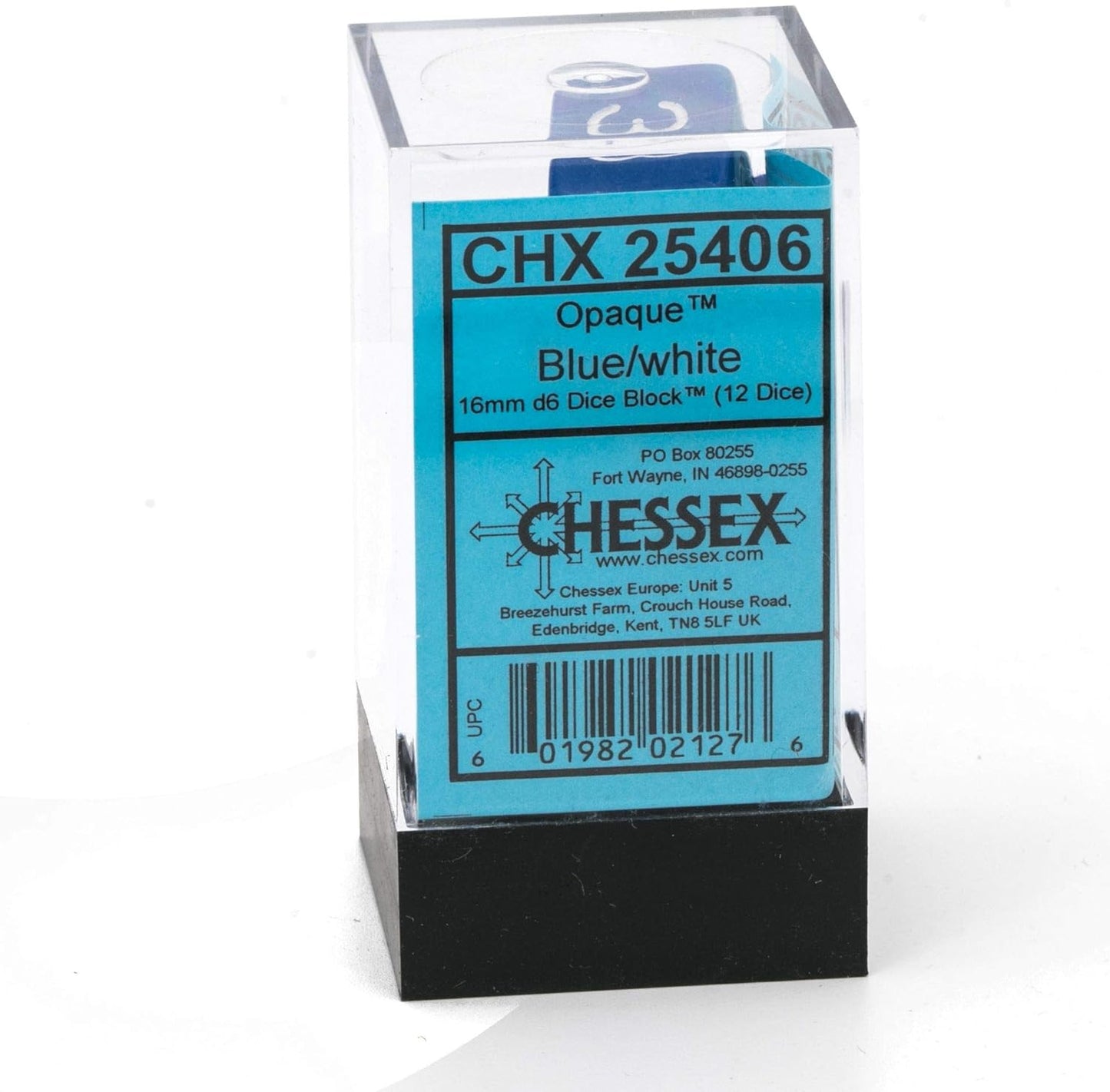 Chessex CHX25406 Dice-Opaque Blue/White Set