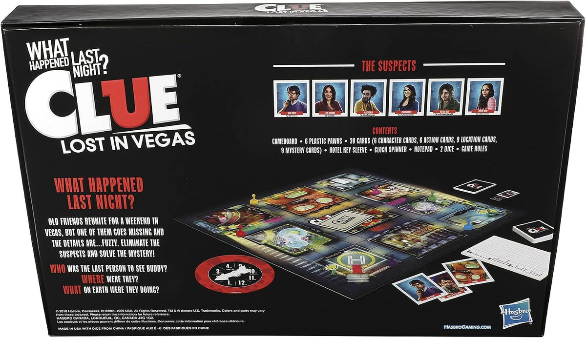Hasbro Gaming Clue: What Happened Last Night? Lost in Vegas Board Game, Adult Mystery Party Game, 2-6 Players