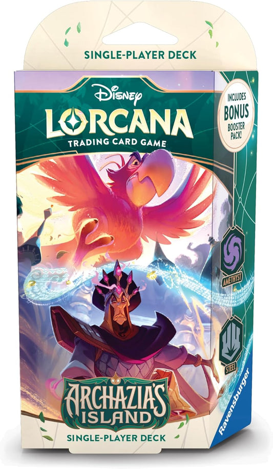 Ravensburger Disney Lorcana TCG: Archazia's Island Single-Player Starter Deck - Amethyst & Steel | Engaging Gameplay | Over 200 Original Disney Artworks | Ideal for Ages 8+ - Presale Ships 03/21/2025