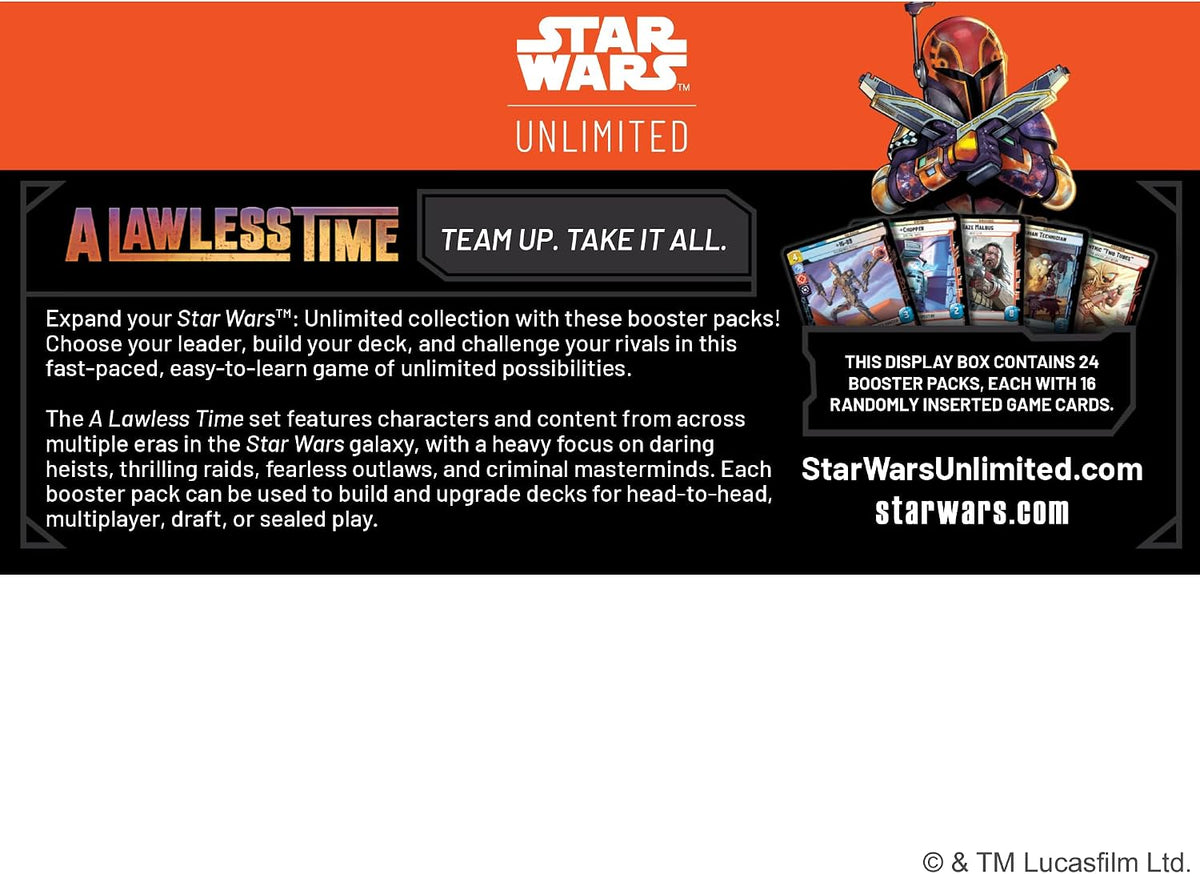 Asmodee Star Wars: Unlimited TCG A Lawless Time Booster Display - 24-Pack Display Box Featuring Rare, Legendary & Foil Cards, Fast-Paced Trading Card Game, Ages 12+, 2+ Players, 20 Minute Playtime