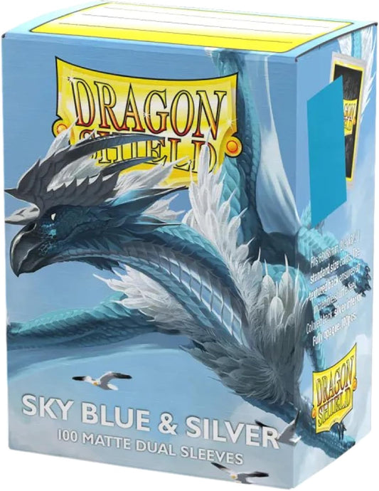 Dragon Shield Matte Dual Standard Size Card Sleeves 100ct - Sky Blue & Silver