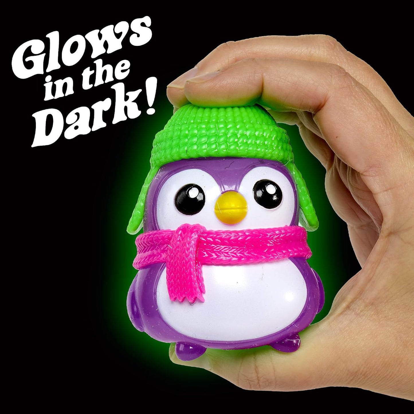 Schylling Needoh Squishmas Polar Glow Penguin - Sensory Squeeze Toy with Super Solid Squish