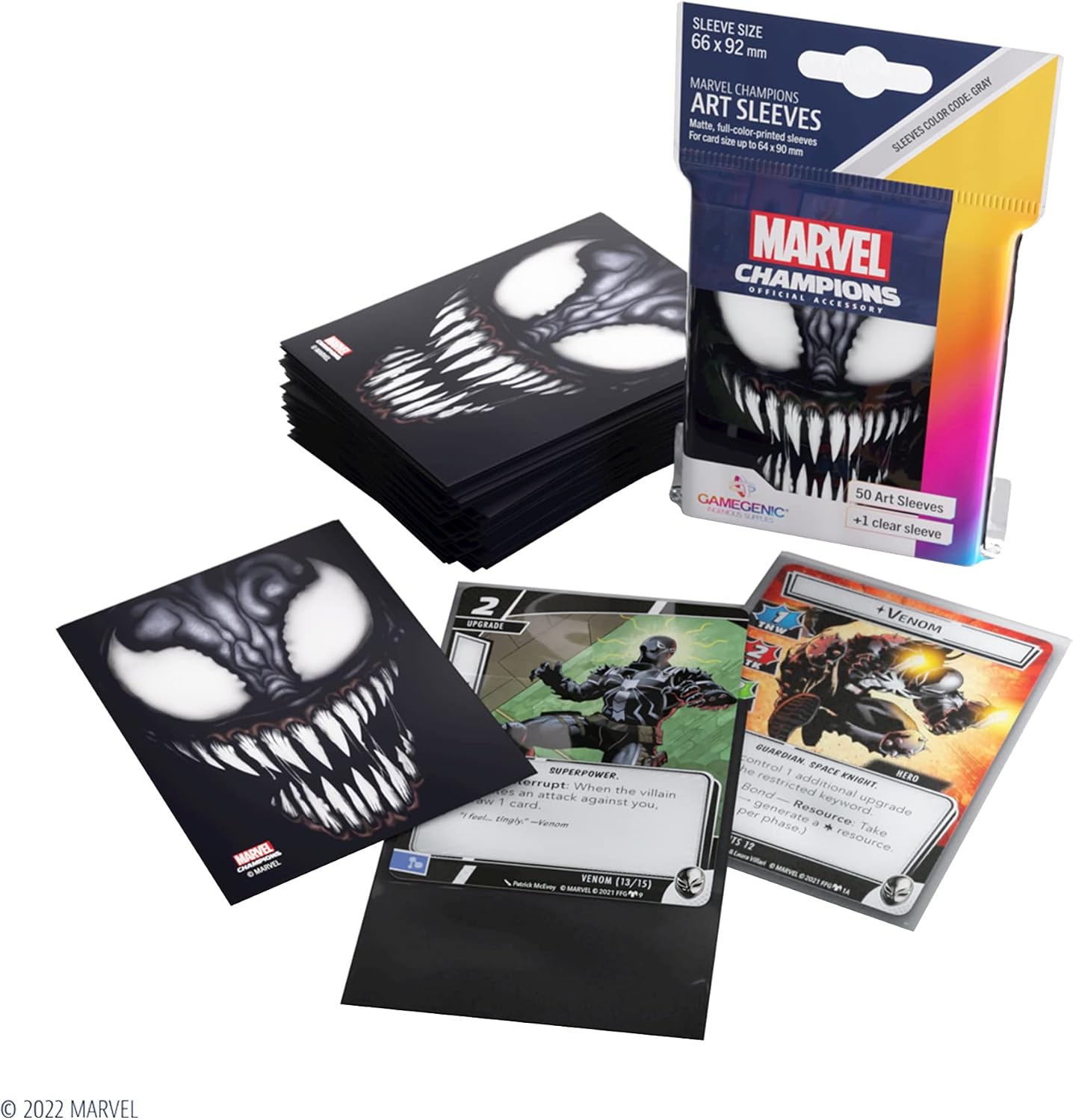 Gamegenic Marvel Champions The Card Game Official Venom Art Sleeves | Pack of 50 Art Sleeves and 1 Clear Sleeve | Card Game Holder | Use with TCG and LCG Games | Made by Fantasy Flight Games