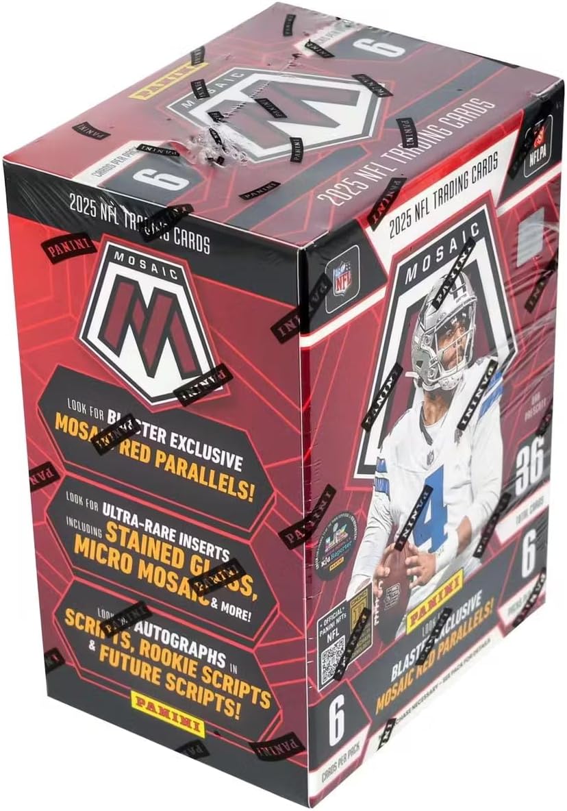 Panini 2025 Mosaic Football 6-Pack Hobby Blaster Box (1 Green Mosaic Per Blaster Box)