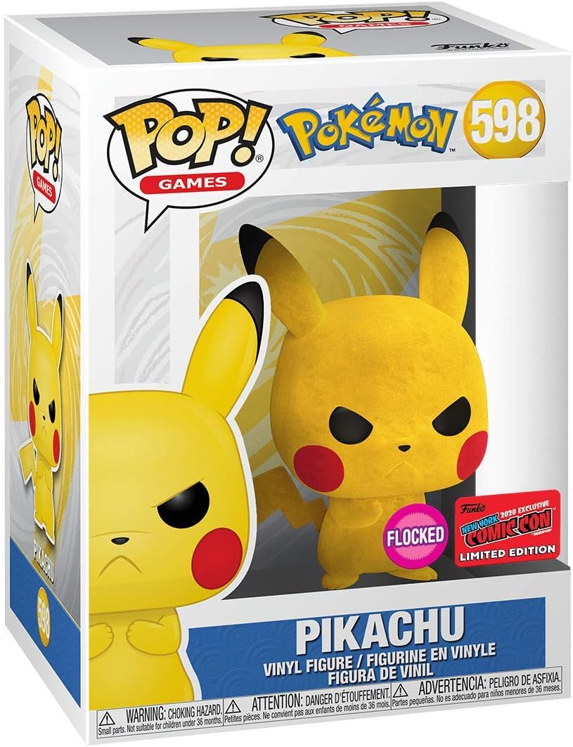 Funko Pop! Games: Flocked Grumpy Pikachu 2020 NYCC Exclusive Vinyl Figure #598