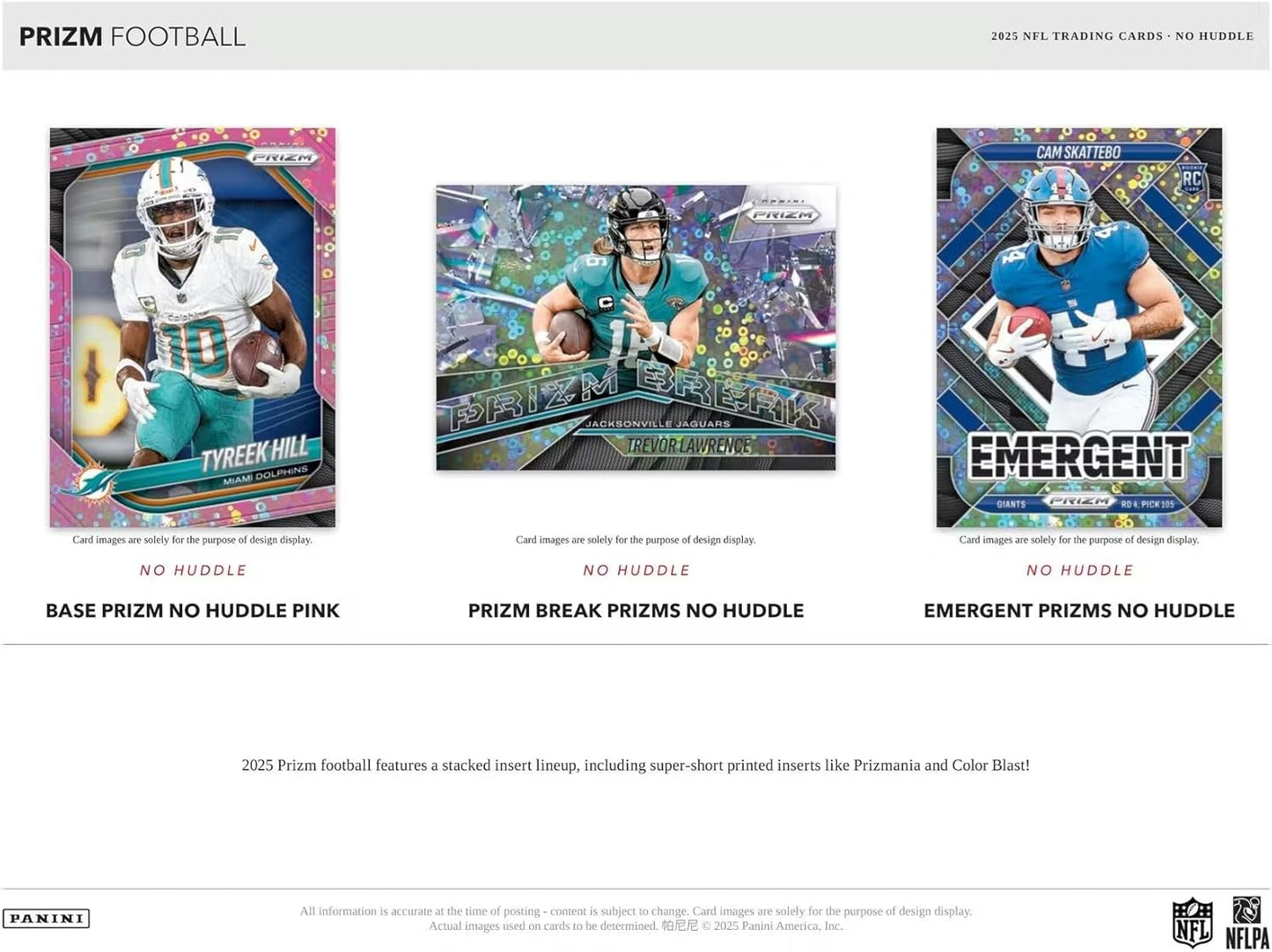 2025 Panini Prizm Football No Huddle Trading Card Box (2 No Huddle Prizm Autographs Per Box)