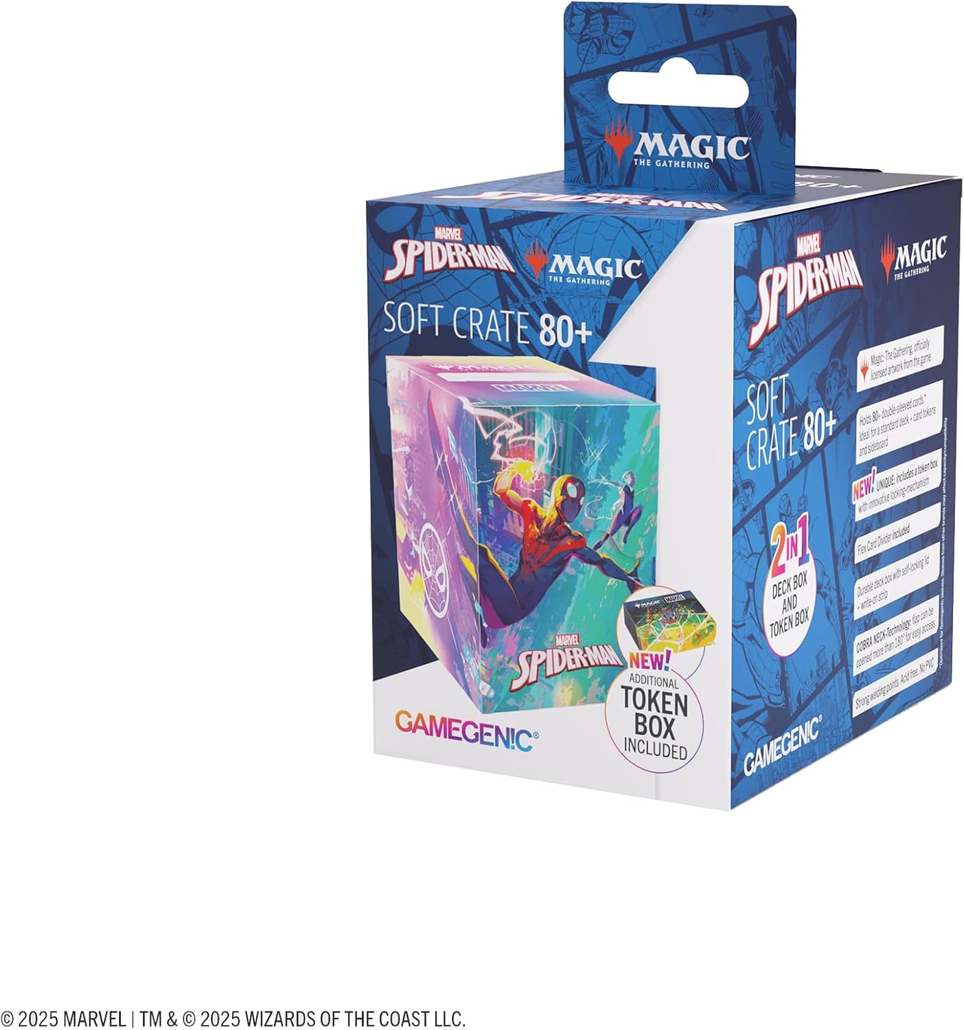 Gamegenic Magic: The Gathering Marvel's Spider-Man SOFT CRATE - 80+ Spider-Man/Spider-Gwen Design, 2-in-1 Deck Box with Integrated Token Box, Holds 80 Double-Sleeved or 100 Single-Sleeved Cards
