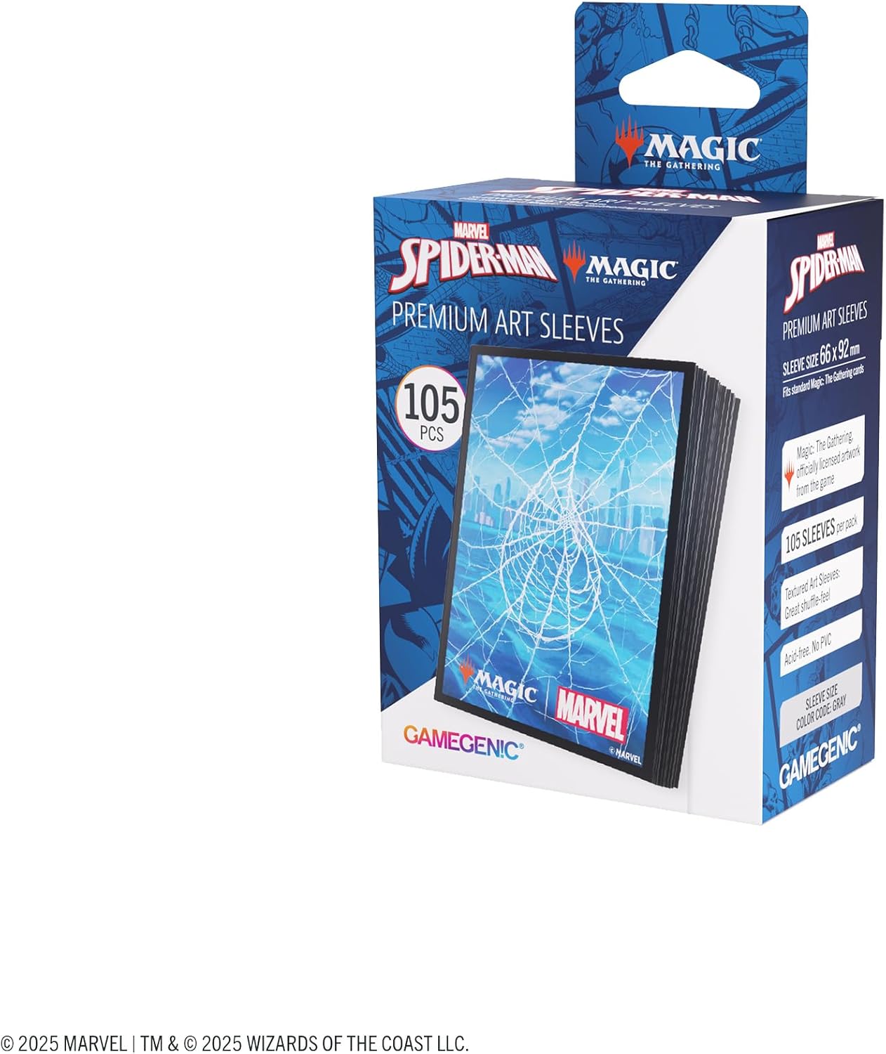Gamegenic Magic: The Gathering Marvel's Spider-Man Premium Art Sleeves - Spider-Man Island - 105 Matte Textured Card Sleeves with Full-Color Artwork, Tournament-Ready & Plastic-Free Packaging
