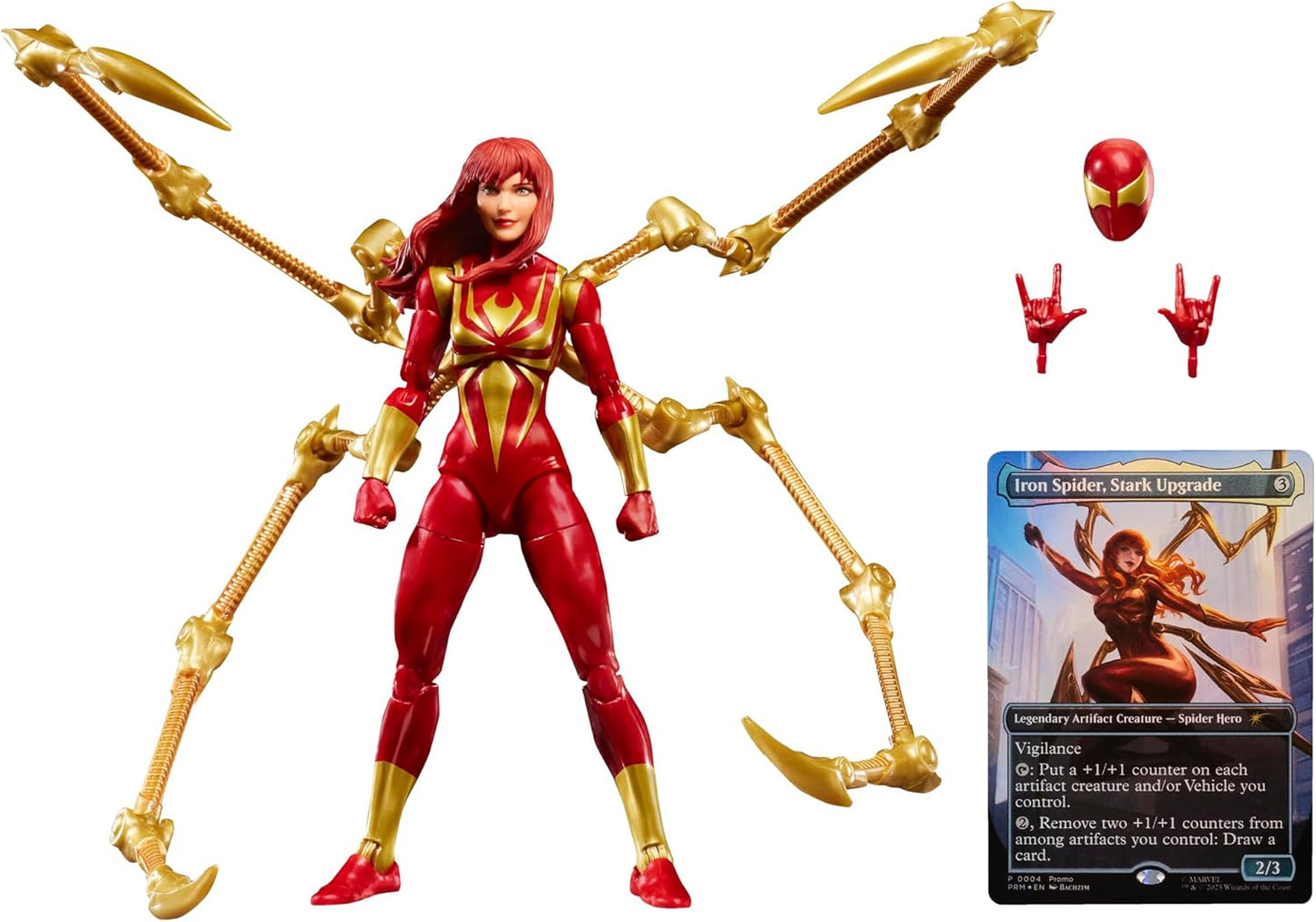 Marvel Legends Series Marvel's Spider-Man x Magic: The Gathering Mary Jane Watson (Iron Spider) - 6-Inch Action Figure Toy & Exclusive Foil Collectible Card Game Trading Card