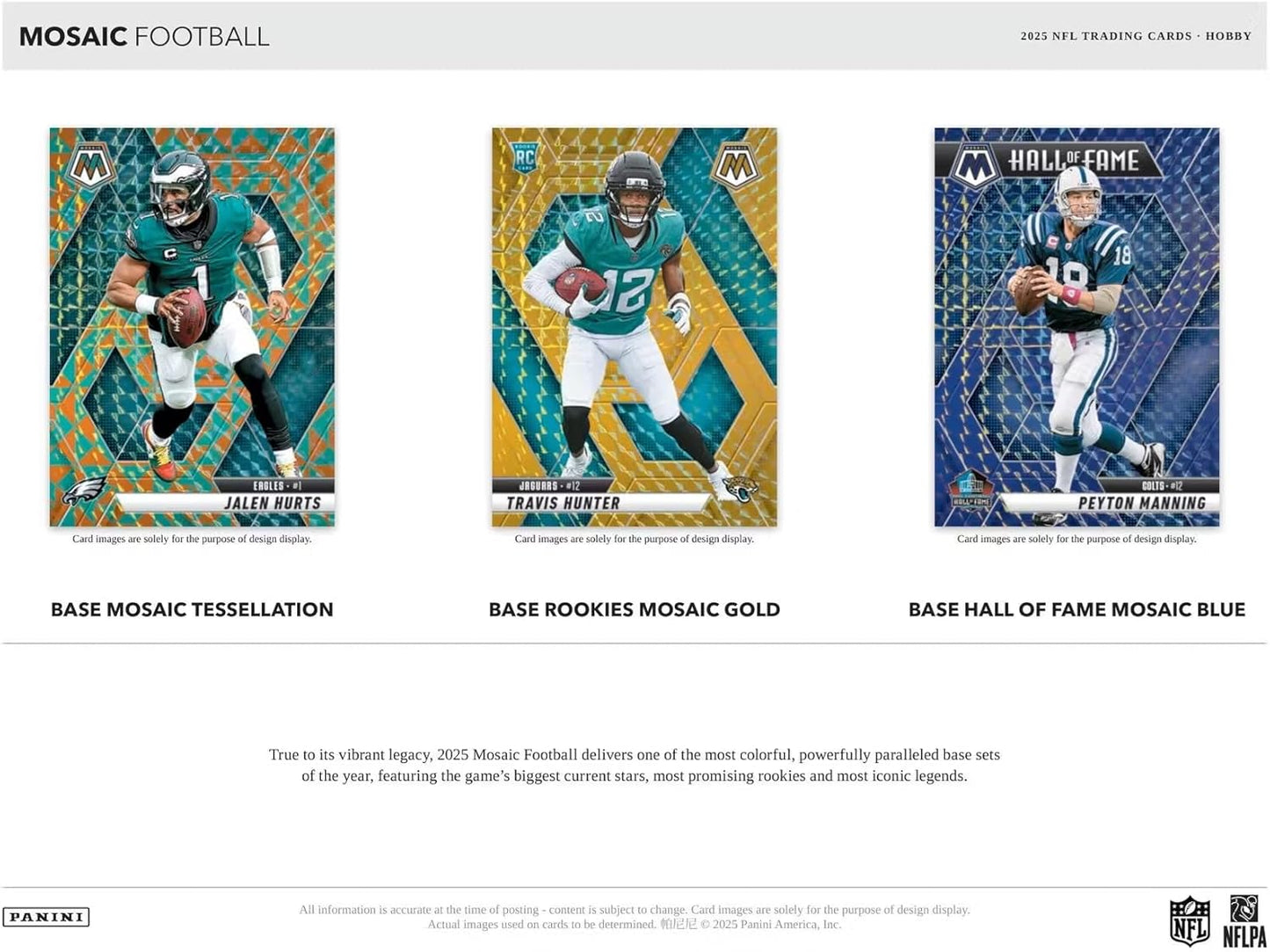 2025 Panini Mosaic Football Hobby Trading Card Box (2 Autographs Per Box)