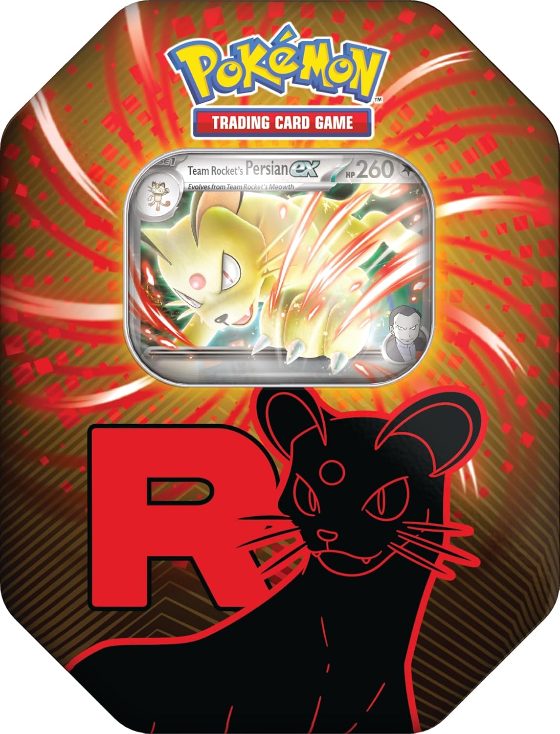 Pokemon TCG: Team Rocket Tin – Persian ex (1 Foil Promo Card & 4 Booster Packs)