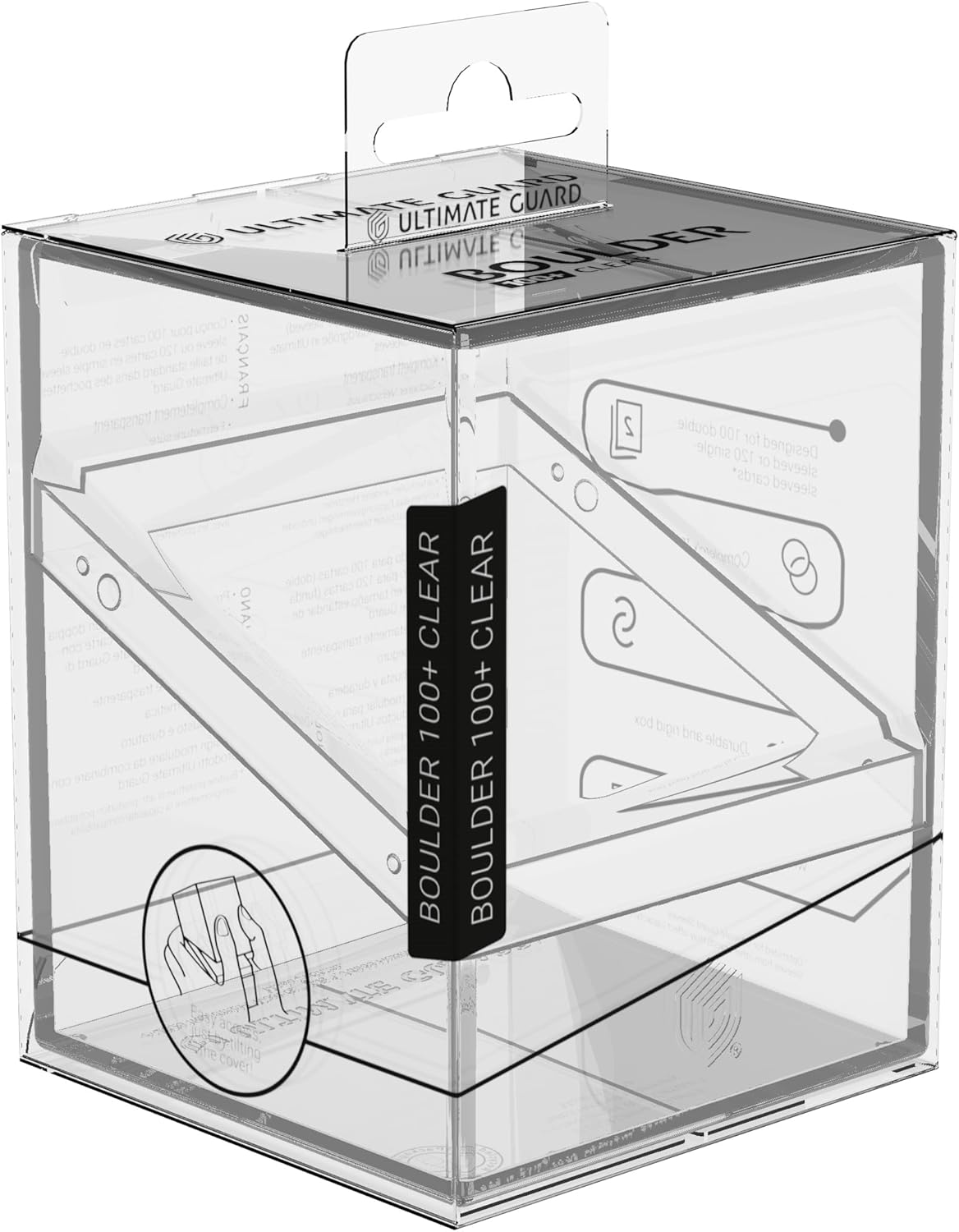 Ultimate Guard Boulder 100+ Clear, Deck Case for 100 Double-Sleeved TCG Cards, Transparent, Secure & Durable Storage for Trading Card Games, Transparent