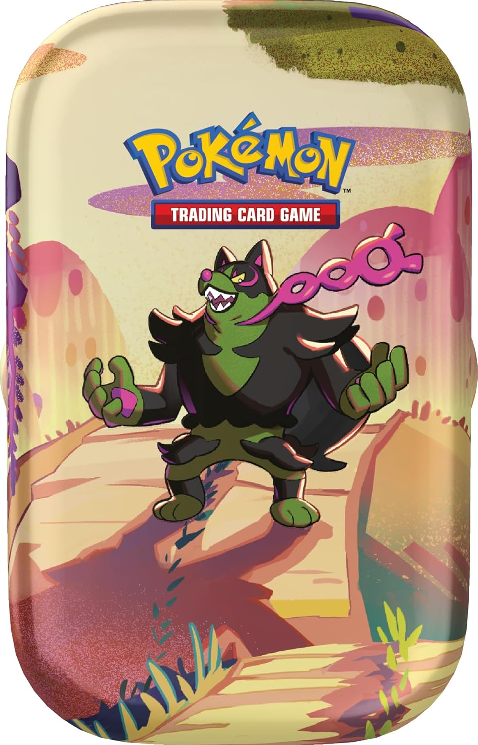 Pokémon TCG: Scarlet & Violet—Shrouded Fable Mini Tin – Okidogi (2 Booster Packs & 1 Sticker Sheet)