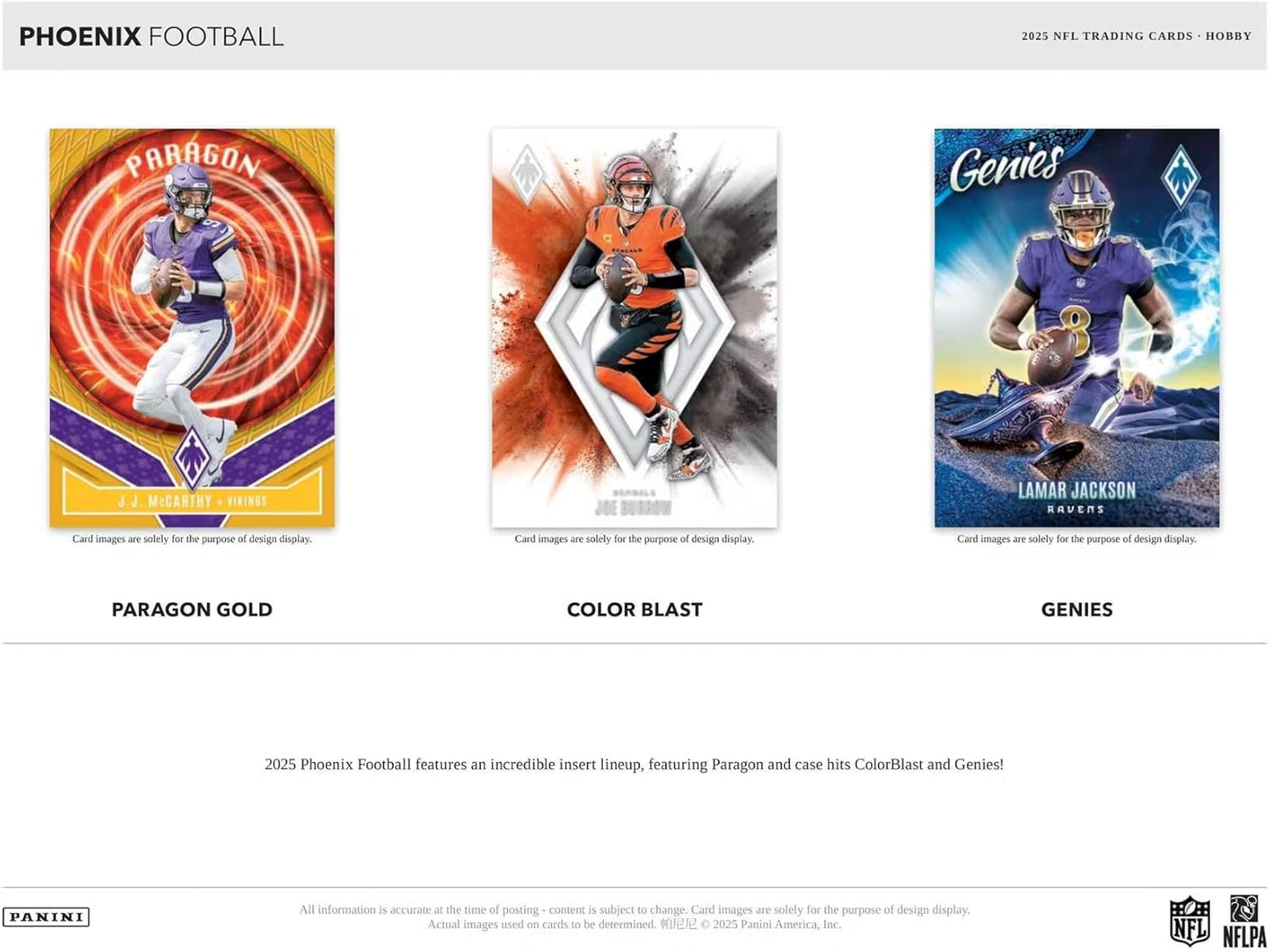 Panini 2025 Phoenix Football Hobby Trading Card Box (2 Autographs Per Box Including 1 Rookie Patch Autograph)