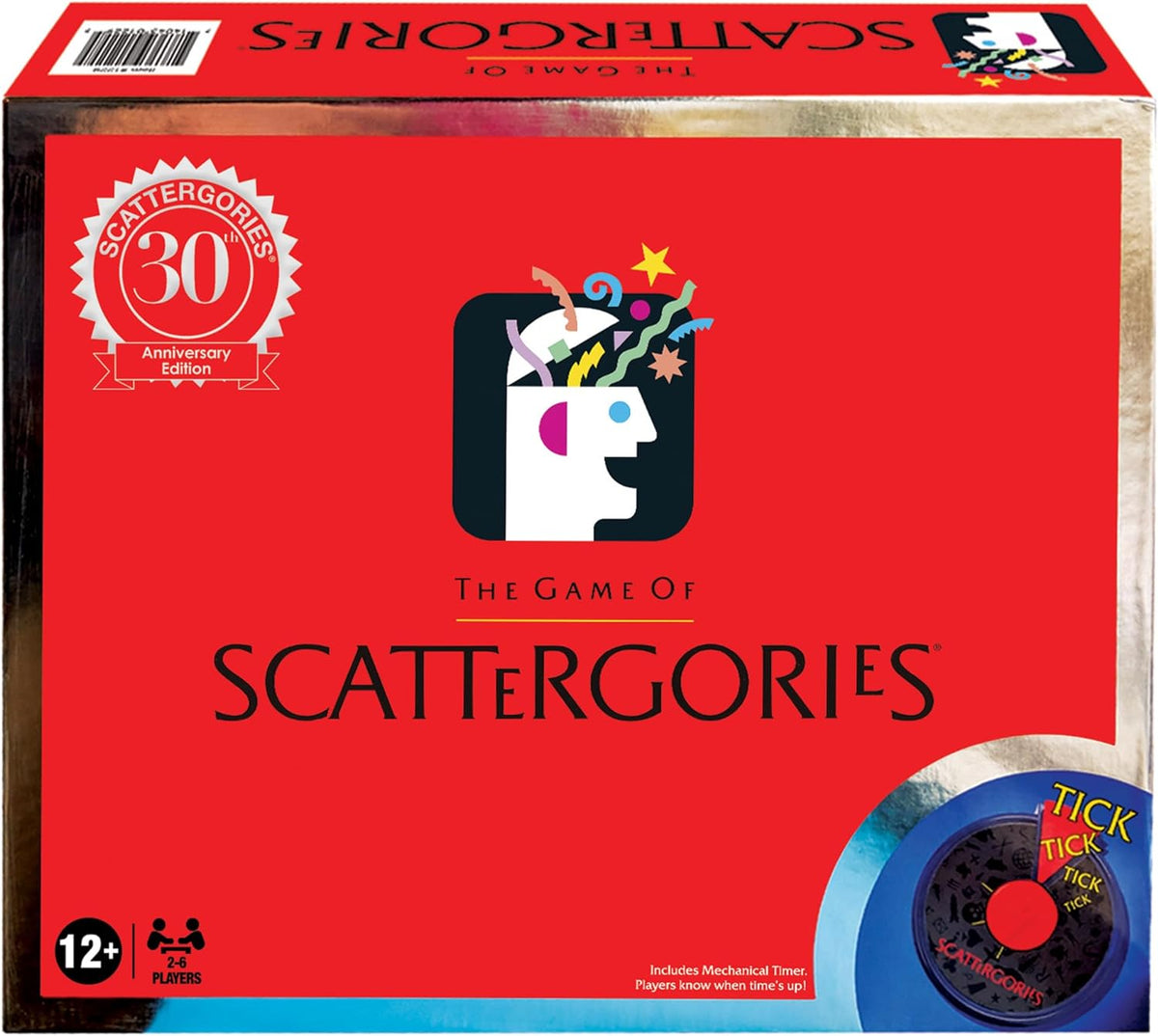Winning Moves Games Scattergories 30th Anniversary Edition Board Game – Classic Word and Categories Party Game, Mechanical Timer, 2–6 Players, Ages 12+