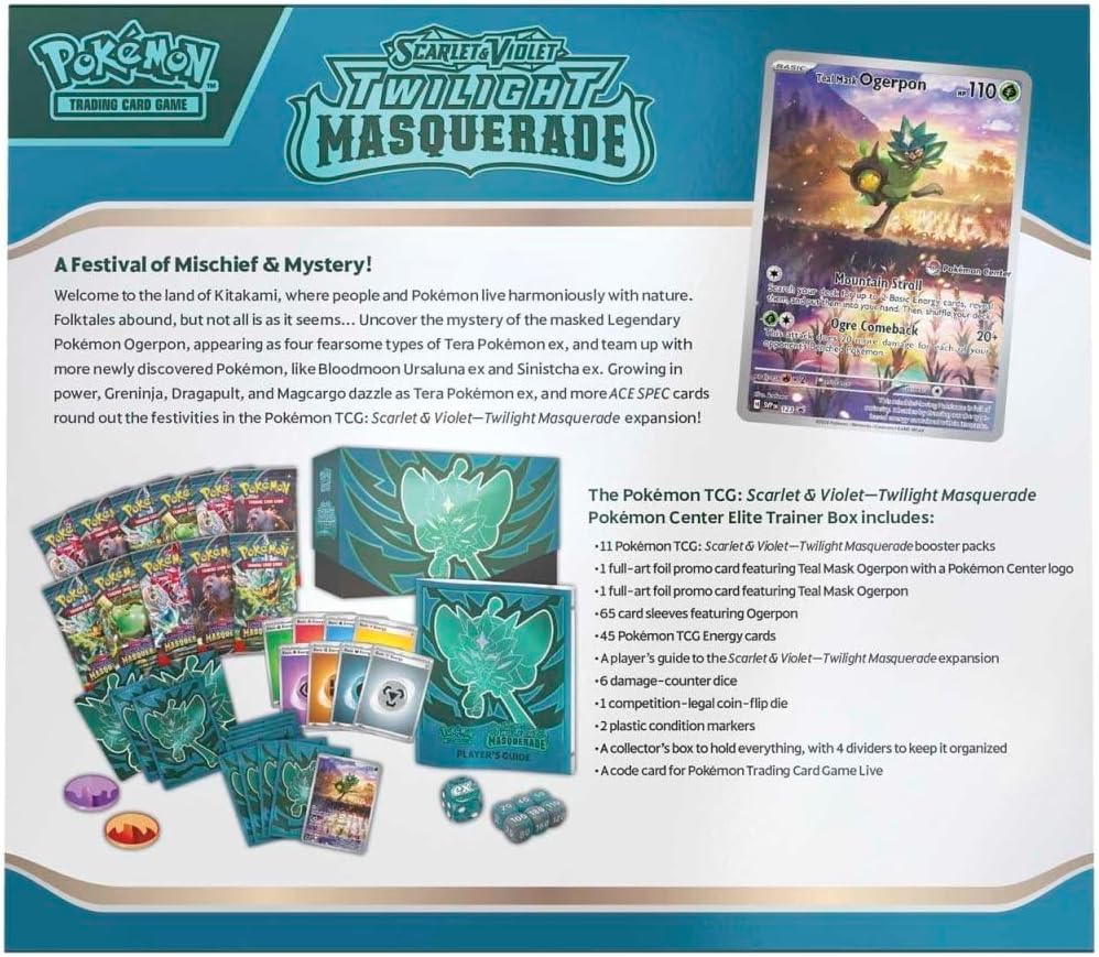 Pokemon TCG: Scarlet & Violet - Twilight Masquerade Pokemon Center Elite Trainer Box Teal Mask Ogerpon