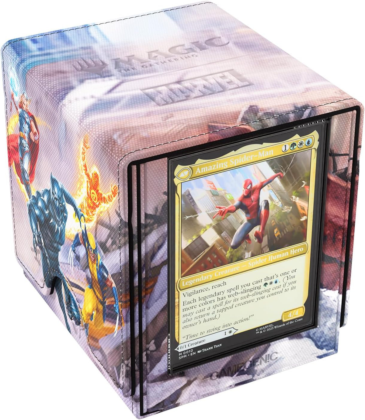 Gamegenic Magic: The Gathering Marvel Super Heroes Sidekick PRO 100+ XL Deck Box – Premium Convertible Commander Deck Storage with Card Display Case & Token Drawer