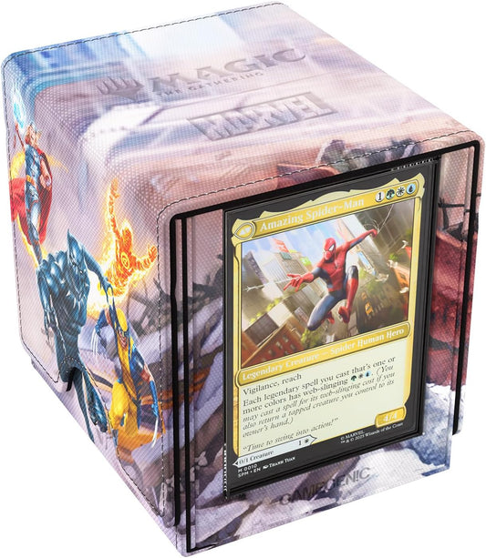 Gamegenic Magic: The Gathering Marvel Super Heroes Sidekick PRO 100+ XL Deck Box – Premium Convertible Commander Deck Storage with Card Display Case & Token Drawer