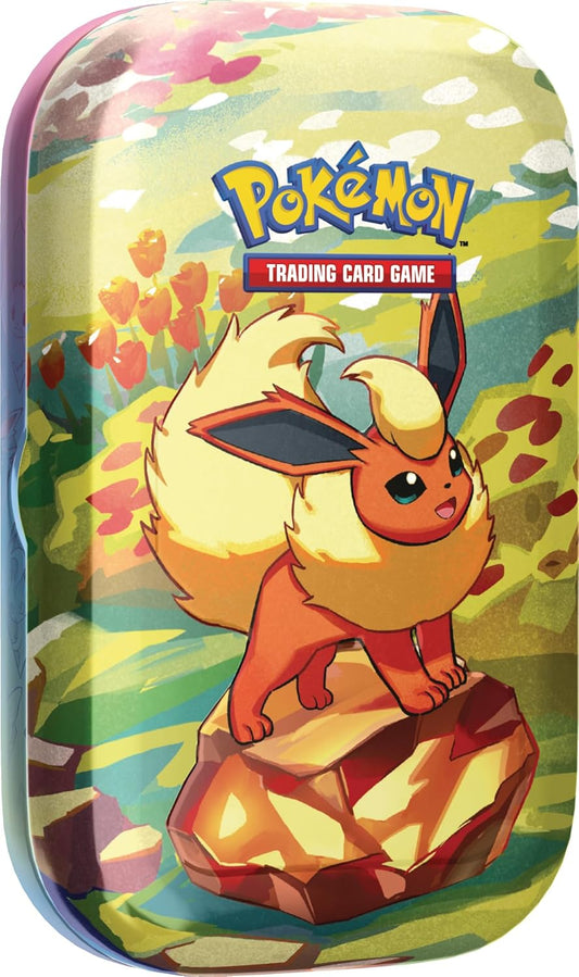 Pokemon TCG: Scarlet & Violet —Prismatic Evolutions Mini Tin - Flareon (2 Booster Packs & 1 Coin)