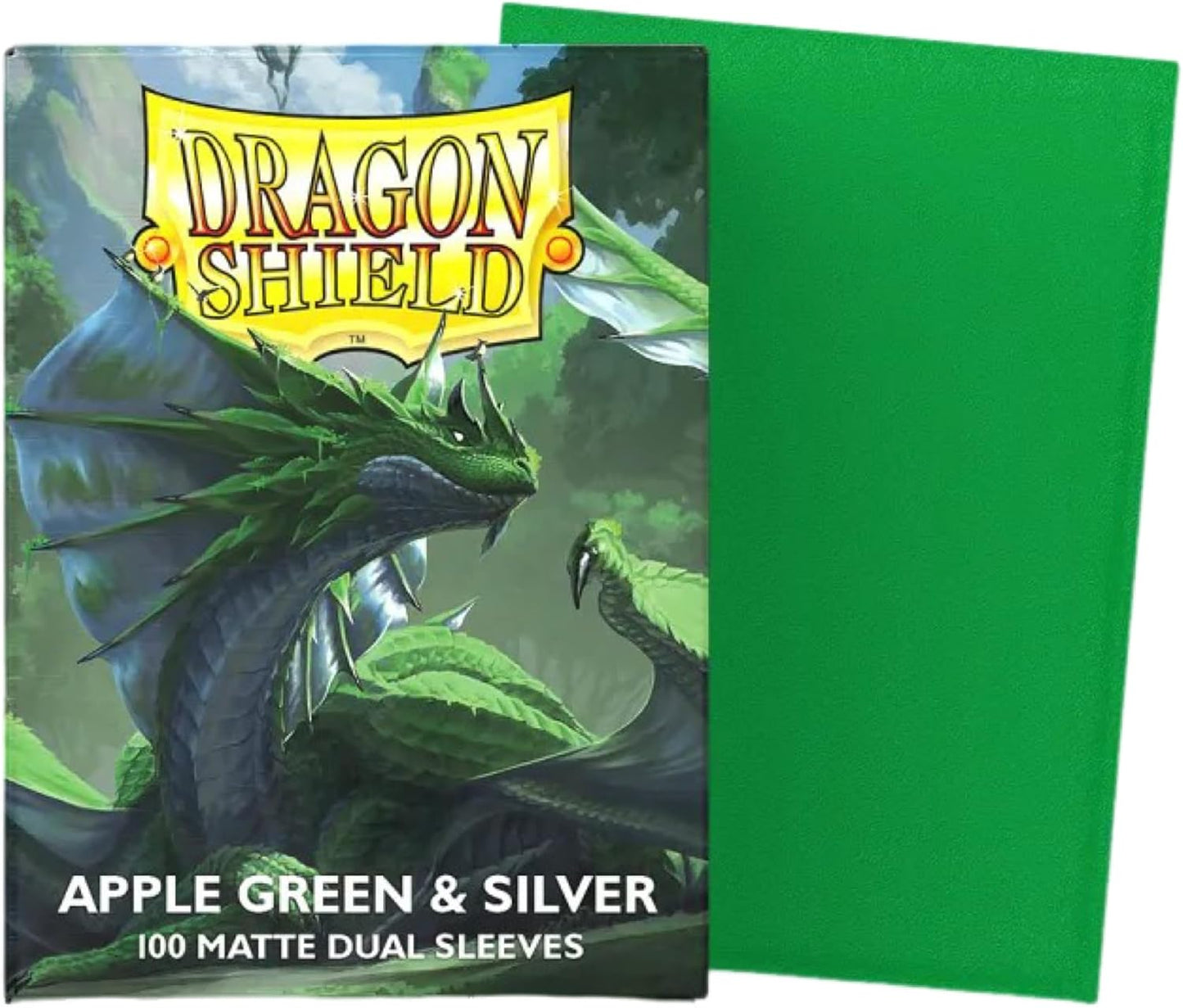 Dragon Shield Matte Dual Standard Size Card Sleeves 100ct - Apple Green & Silver