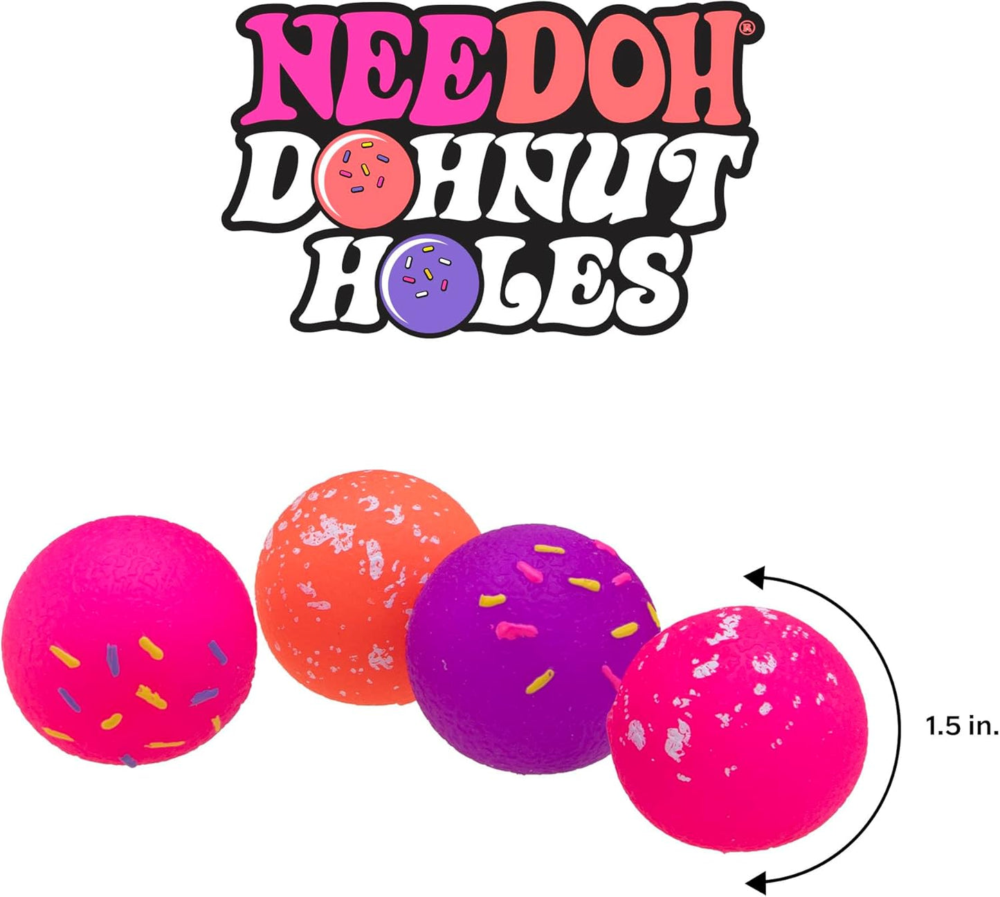 Schylling NeeDoh Dohnut Hole Needoh 4 Pack - Sensory Squeeze Toy - 1.5" in Diameter - Colors May Vary
