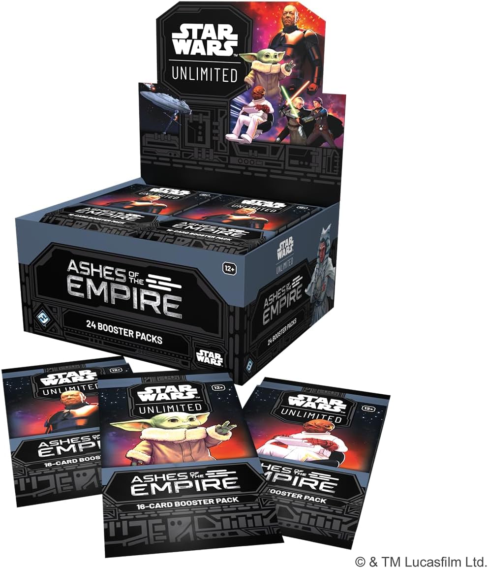 Asmodee Star Wars: Unlimited TCG Ashes of the Empire Booster Display - 24 Booster Packs Trading Card Game Expansion Featuring Battle of Endor Characters, Ages 12+, 2+ Players, 20 Minute Playtime
