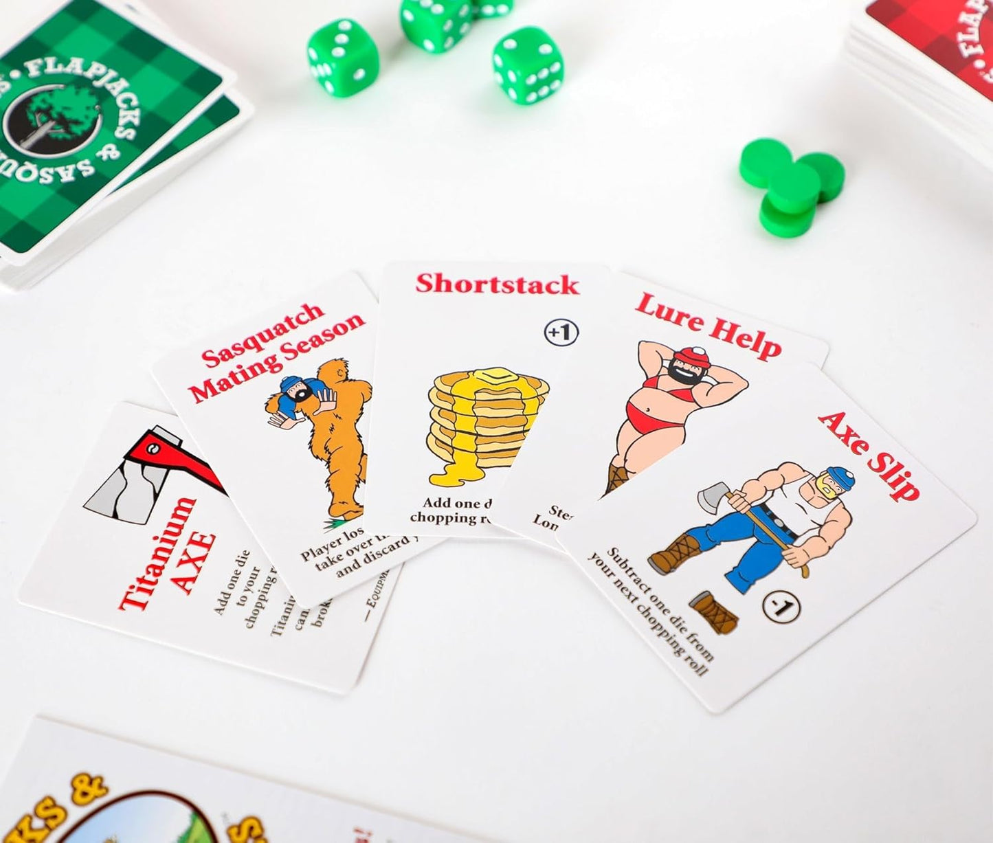 Prolific Games Flapjacks & Sasquatches - Upgraded 2nd Edition, Family Card & Dice Game for 2-8 Players, 20-Minute Rounds, Fun for Kids & Adults, Perfect for Family Game Nights and Camping Trips