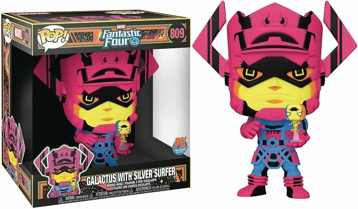 Marvel Jumbo Funko POP | Galactus with Silver Surfer (Black Light Version)