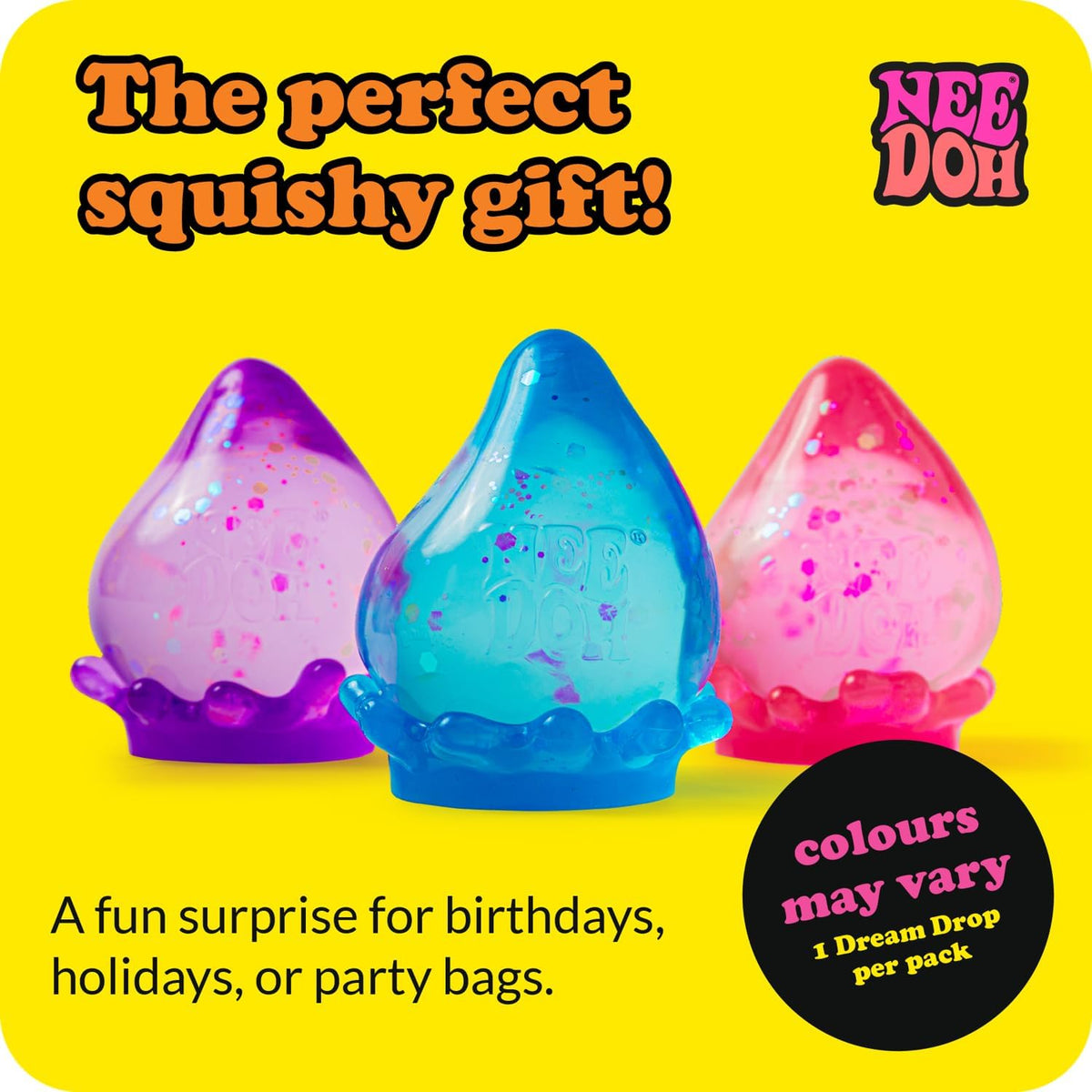 NeeDoh Dream Drop - Sensory Squeeze Toy with Dreamy Smooth Squeeze - 3" Tall - Purple