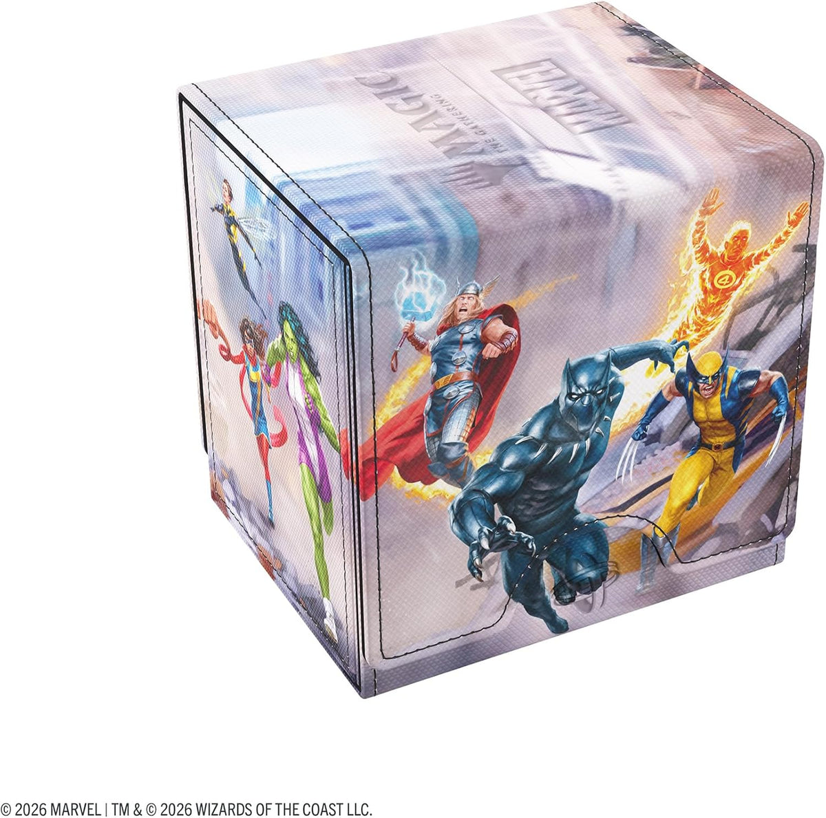 Gamegenic Magic: The Gathering Marvel Super Heroes Sidekick PRO 100+ XL Deck Box – Premium Convertible Commander Deck Storage with Card Display Case & Token Drawer