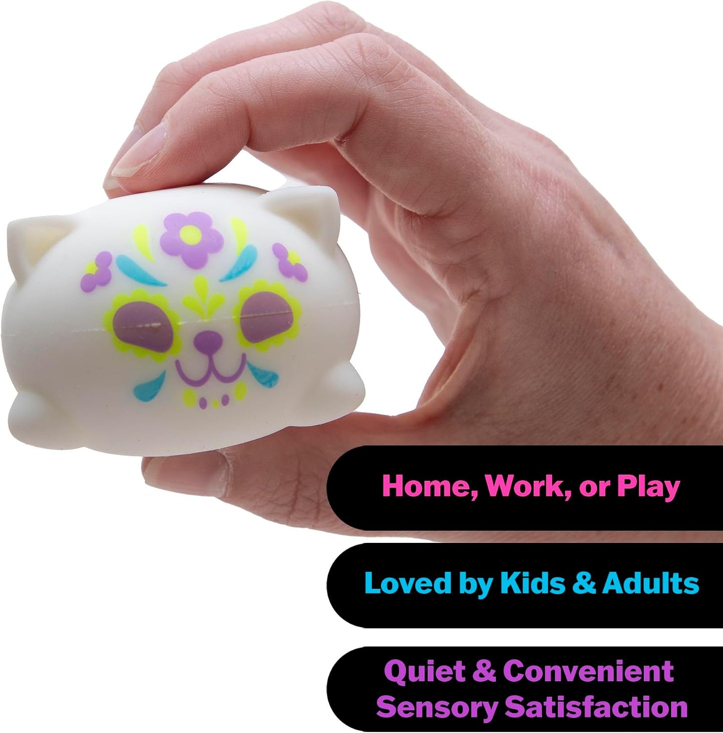 Schylling NeeDoh Sugar Skull Cool Cats - Sensory Squeeze Toy - Assorted Designs - (Pack of 1)