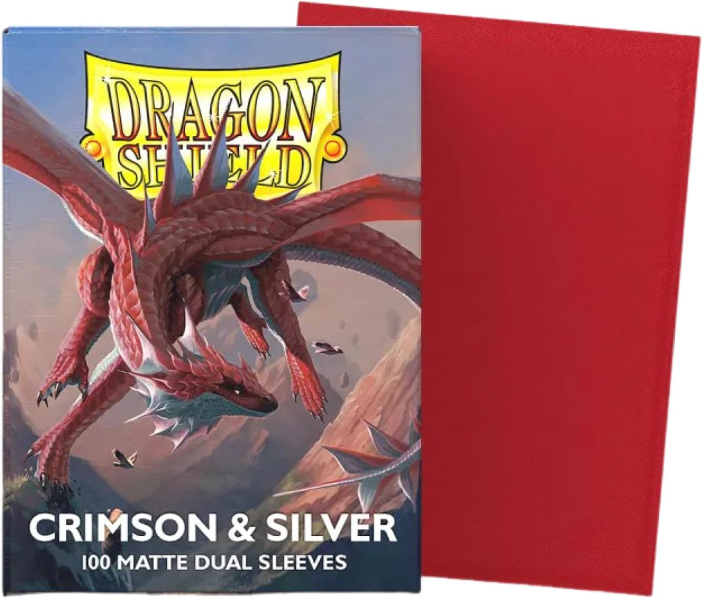Dragon Shield | Matte Dual Standard Size Card Sleeves | 100ct - Smooth & Tough Premium TCG Sleeves - Compatible with Pokemon, One Piece, and Magic: The Gathering | Crimson & Silver