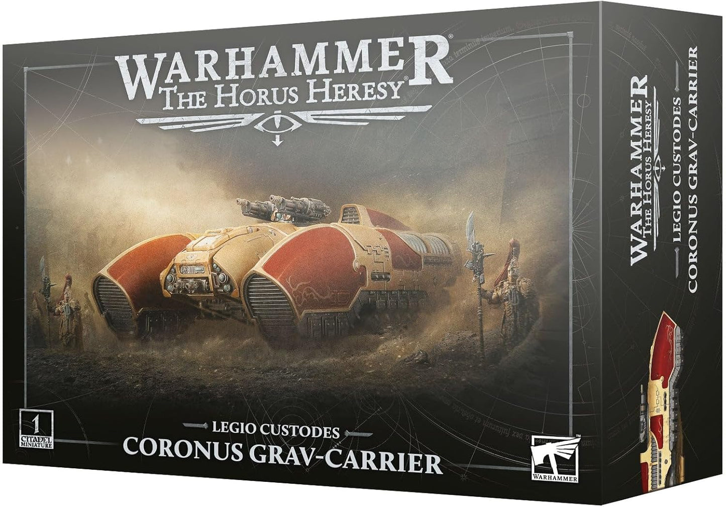 Warhammer The Horus Heresy Legio Custodes Coronus Grav-Carrier, Plastic Miniature Transport Kit with Arachnus Blaze Cannon