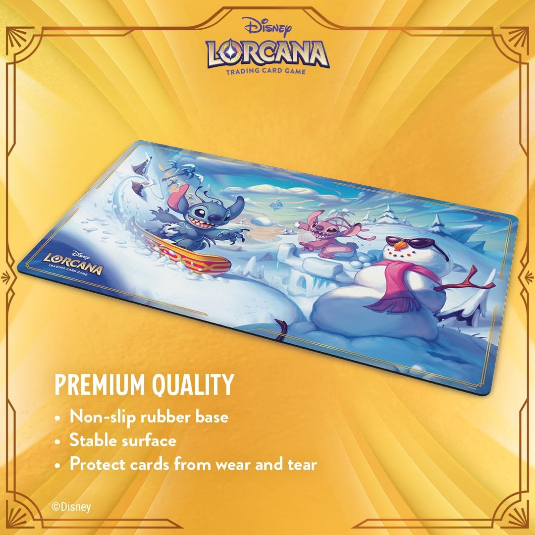 Ravensburger Disney Lorcana TCG Hyperia City Playmat Featuring Stitch & Angel - Snowboarding Stitch
