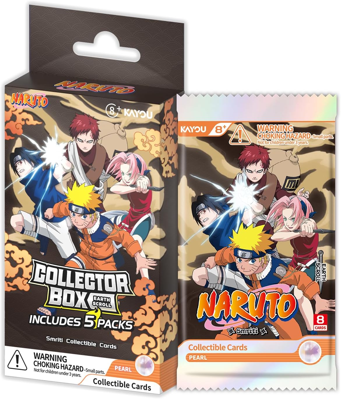 KAYOU Naruto Collectible Cards Earth Scroll Collector Box — 5 Packs, 8 Cards Per Pack | Smriti Series | Blind Pack TCG | Ages 8+
