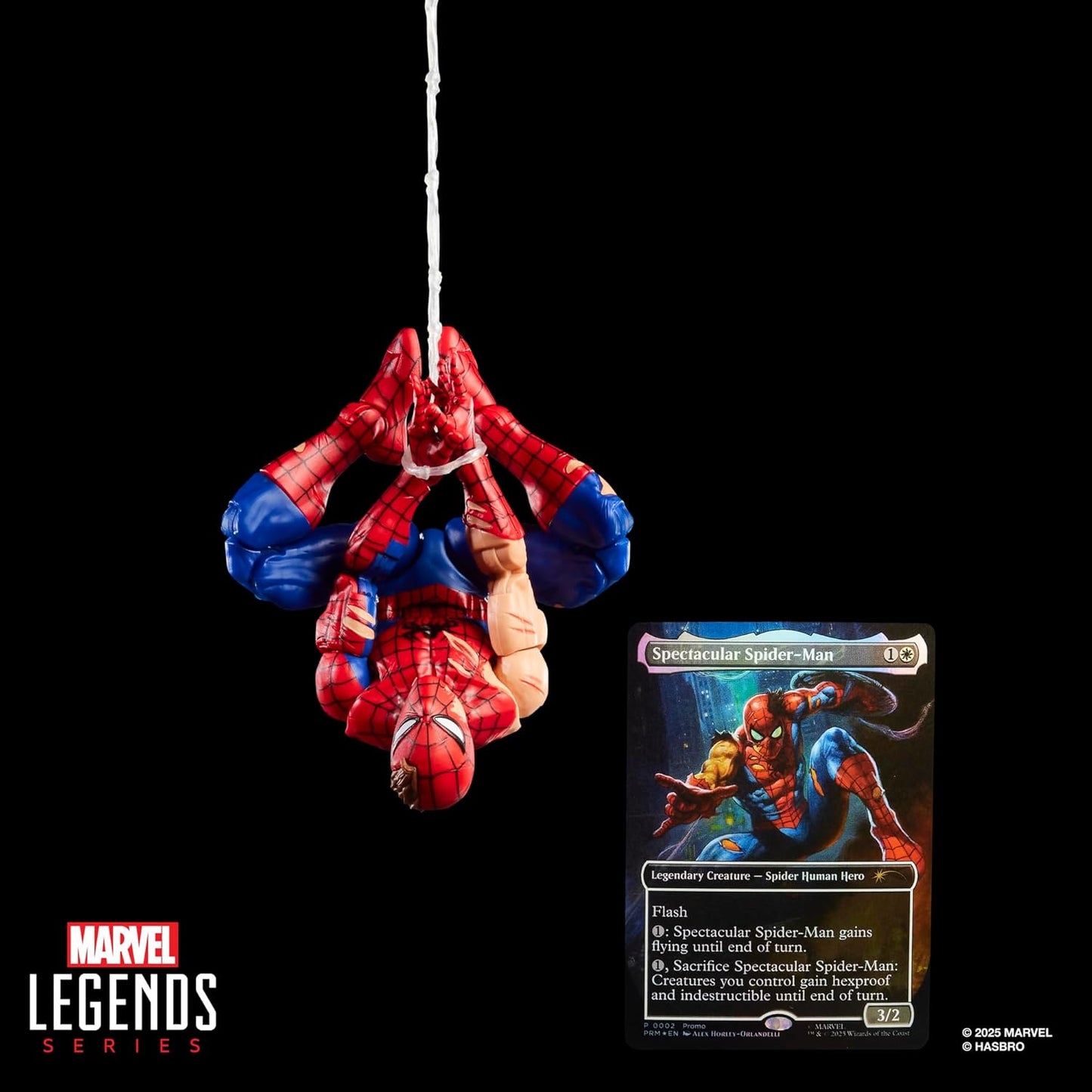 Marvel Legends Series Marvel's Spider-Man x Magic: The Gathering Battle-Damaged Spider-Man - 6-Inch Action Figure Toy & Exclusive Foil Collectible Card Game Trading Card
