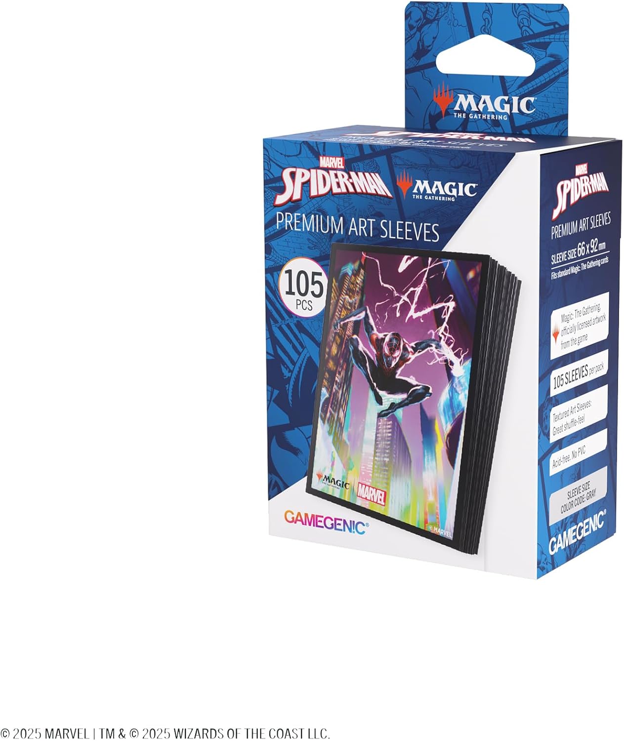 Gamegenic Magic: The Gathering Marvel's Spider-Man Premium Art Sleeves - Spider-Man Miles Morales - 105 Matte Textured Card Sleeves with Full-Color Artwork, Tournament-Ready & Plastic-Free Packaging